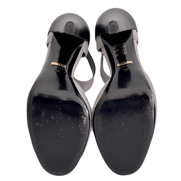 Gucci ‘Scamosciato Dusty Grey’ Suede & Black Leather Ankle Strap Pumps, Size 39 - Picture 6 of 8